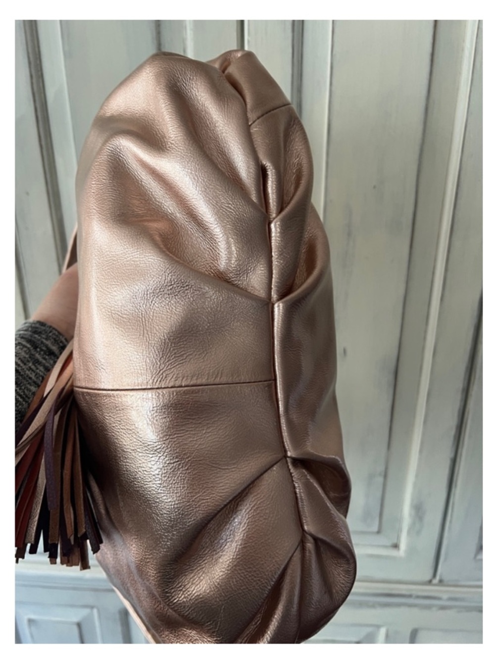 🟠NWT ORVIETO by Estel Park “Bella Lucido” Leather Shoulder Bag in Indian Copper - Picture 7 of 13